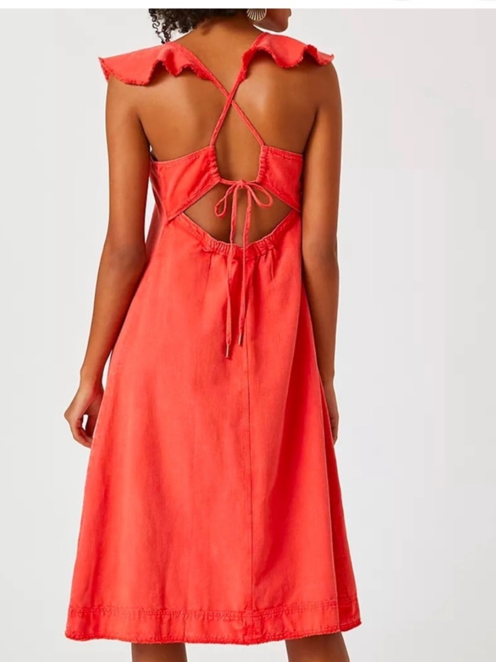 PILCRO BY ANTHRO Flutter Sleeve Midi Coral Washed Dress Size Small NWOT